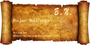Bojer Nándor névjegykártya